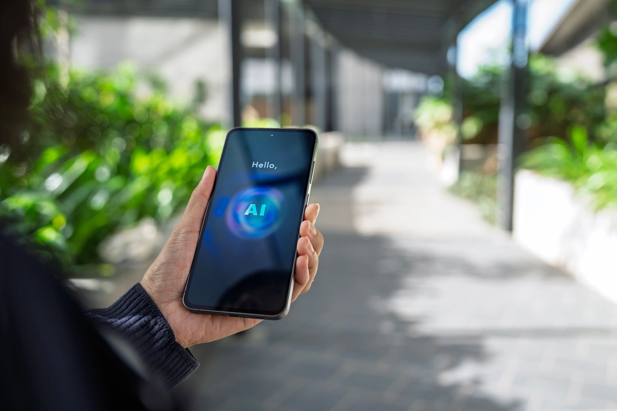 Person using a smartphone to get digital assistance