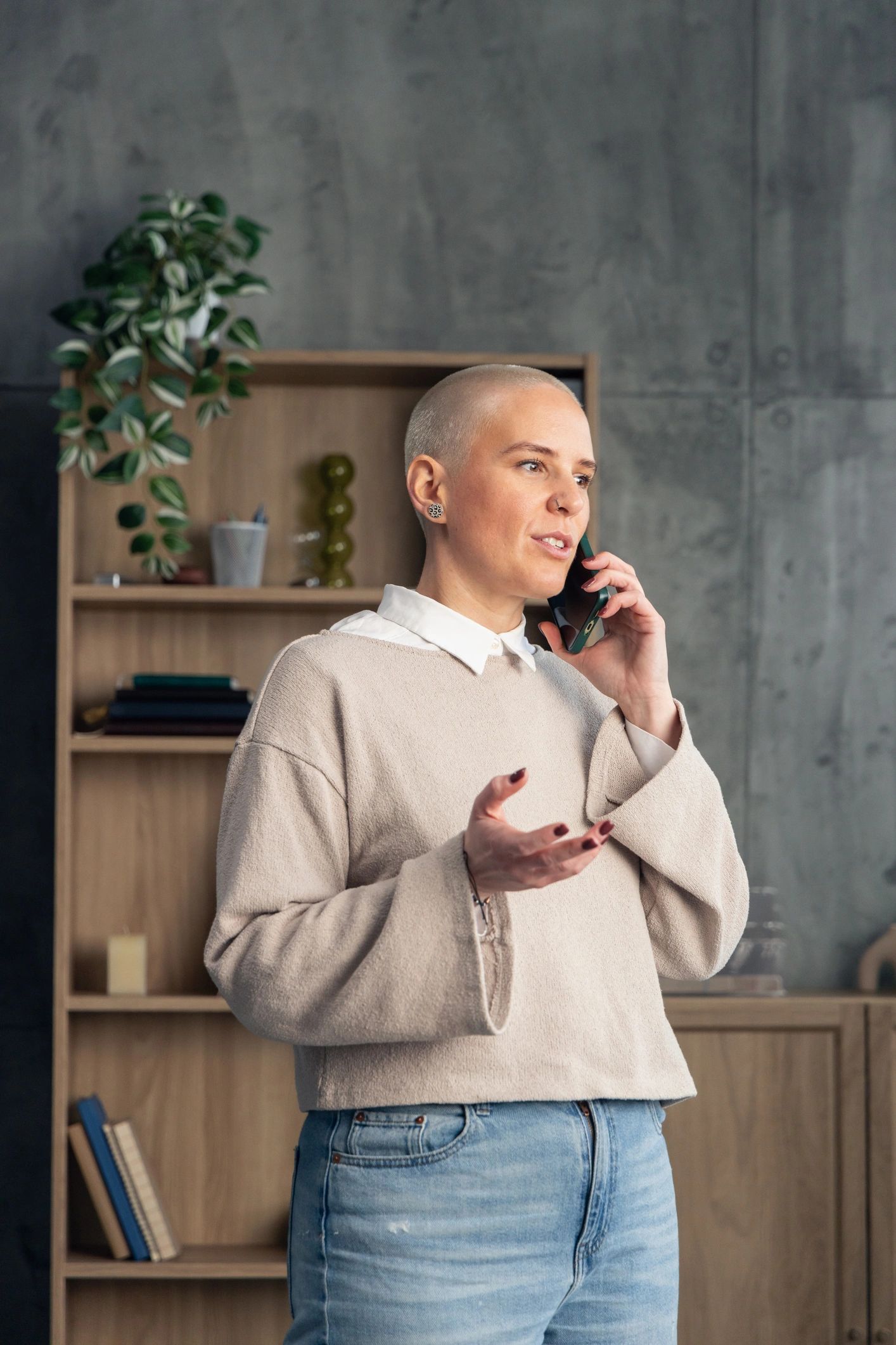 Person speaking on a phone for customer support
